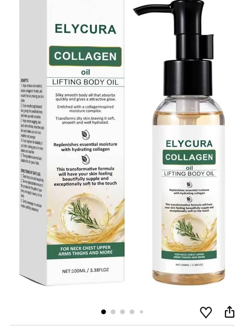 Collagen Lifting Body Oil,3.38 Fl.oz
Shower Hydrating Shower Oil Helps Soften